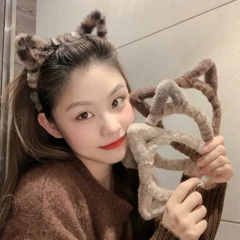 Cerchietto con Orecchie di Gatto in Peluche Carino Fascia per Capelli Morbida per Lavare il Viso Donna Accessori per Capelli