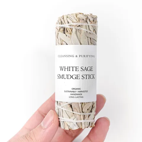 Natural California White Sage Palo Santo Smudge Stick With Crystal Stone Handmade Purifying Incense For Home Meditation