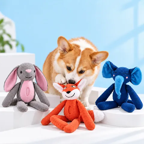 Giocattolo di Peluche Sonoro per Cani a Forma di Animale Giocattolo da Masticare per Cani di Taglia Media Grande Elefante Volpe Coniglio