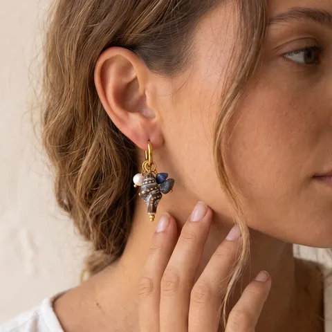 Boucles d'Oreilles Pendantes en Acier Inoxydable Coquillage pour Femmes Style Océan Étoile de Mer Perle Artificielle Bijoux