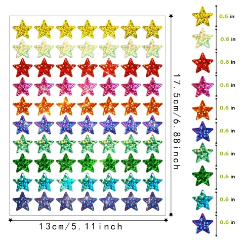 Multicolor Holographic Star Stickers Laser Glitter Star Self-Adhesive Decals For Children Reward DIY Scrapbooking Decoration