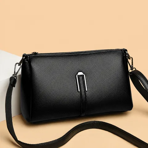 Dames Retro Minimalistische PU Leren Crossbodytas Mode Lychee Patroon Stiksel Schoudertas Veelzijdige Woon-werk Handtas Reiszakje