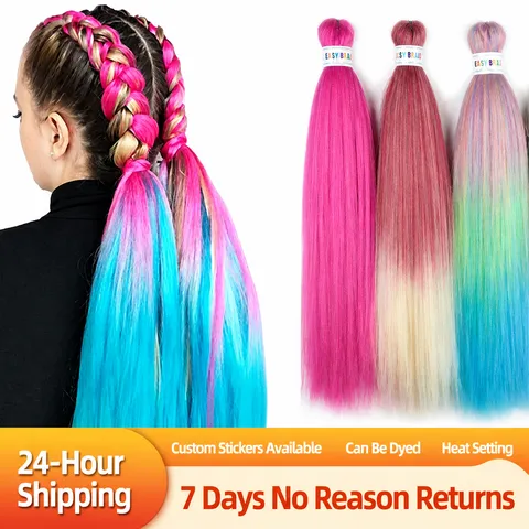 Long Synthetic Braiding Hair Extensions Pre Stretched Easy Braid Ombre Gradient Color Heat Resistant Fiber For Box Braids Women