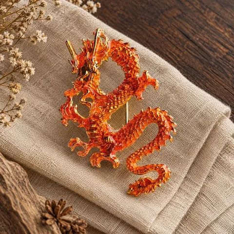 Vintage Chinese Dragon Brooch Pin Alloy Enamel Zodiac Animal Breastpin For Men Women Fashion Jewelry Accessories Gift