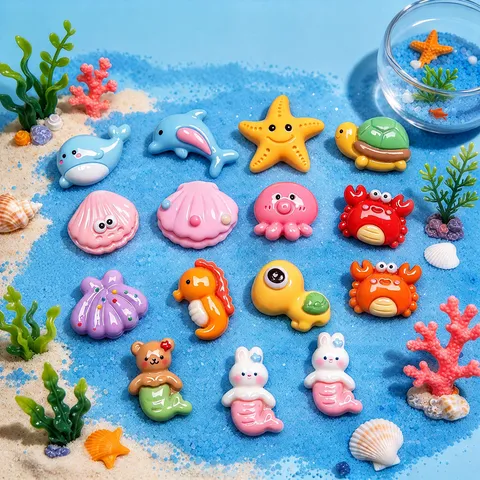 Cartoon Ocean Animal Resin Charms Marine Life DIY Craft Supplies For Hair Clips Shoe Charms Decor Cute Creatures