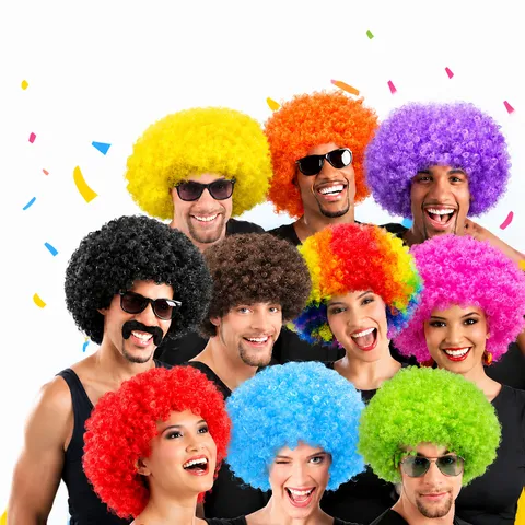 Colorful Curly Afro Wig Synthetic Short Hair Party Fun Clown Costume Performance Cosplay Wig