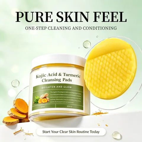 Turmeric Kojic Acid Cleansing Pads For Face And Body Deep Pore Cleansing Exfoliating Facial Cleansing Pads For Brightening Glow Skin Care