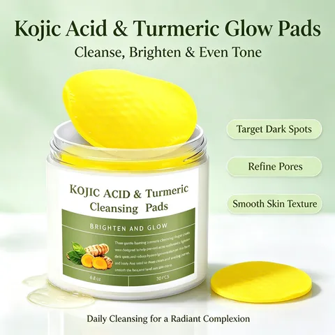 Turmeric Kojic Acid Cleansing Pads For Face And Body Deep Pore Cleansing Exfoliating Facial Cleansing Pads For Brightening Glow Skin Care