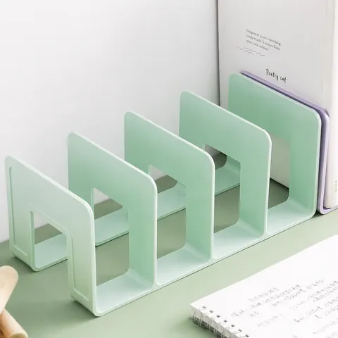 Transparent Acrylic Desktop Bookends 4-Slot Book Organizer Storage Rack For Office School Home Study