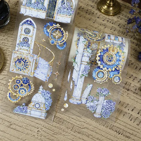 Vintage Washi PET Ταινία Κομμένη Scrapbook Διακοσμητική Ταινία Έναστρος Kήπος Λουλούδια Πεταλούδα Γραφική Ύλη Χειροτεχνία