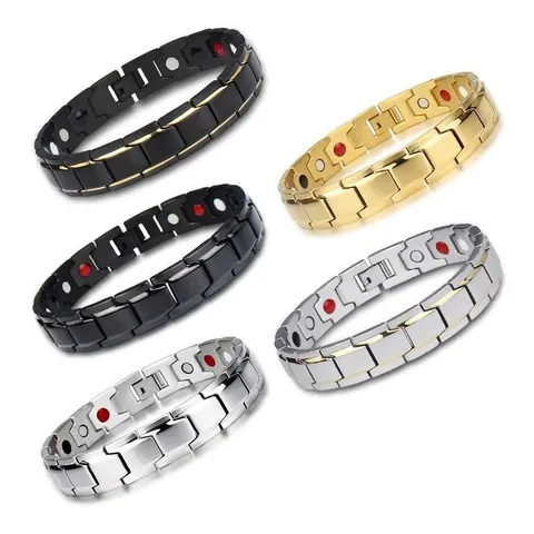 Magnetic Therapy Bracelet Zinc Alloy Linked Detachable Modules For Men Women Couples Electroplated Geometric Style