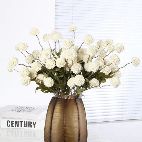 Τεχνητό Λουλούδι Πικραλίδα Μονό Μίσχο 5 Κεφαλές Ping Pong Χρυσάνθεμο Μεταξωτό Λουλούδι Ψεύτικο Λουλούδι για Γάμο Σπίτι Διακόσμηση Τραπεζιού Φωτογραφικά Προπς