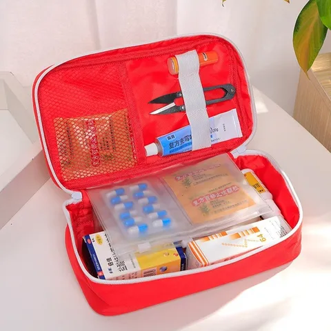 Sac de Rangement de Médicaments Portable en Tissu Oxford Kit de Premiers Secours Grande Capacité Organisateur Médical pour Maison Voyage