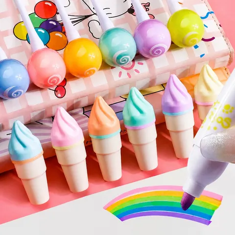 Süßes Mini Textmarker Kollektion Kreative Katzenpfote Eiscreme Form Für Studenten Handkonto DIY Zeichnung Bunte Markierstift