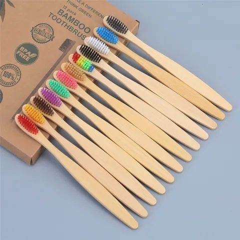 Natural Bamboo Toothbrush Eco-Friendly Biodegradable Soft Charcoal Bristles Manual Toothbrush For Hotel Travel Home Oral Care