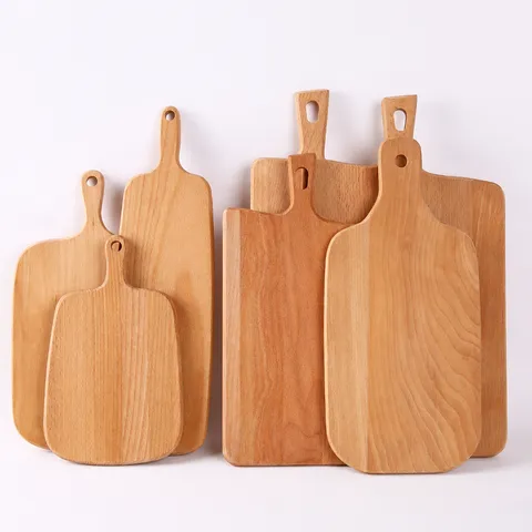 Tagliere in Legno di Faggio Naturale Con Manico Tagliere per Pizza Ispessito Blocco da Cucina per Servire Arredo Casa