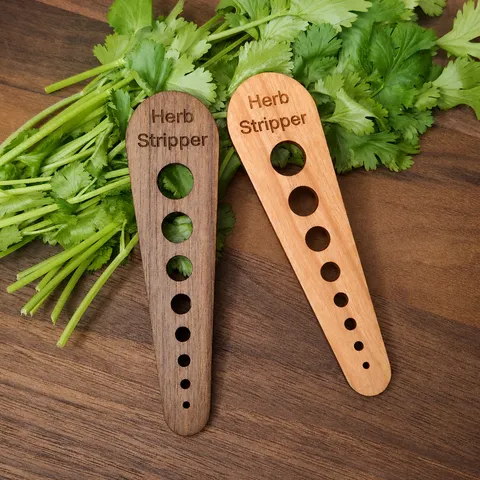 Wooden Herb Stripper Vegetable Leaf Remover Multi-Hole Manual Kitchen Gadget For Stripping Rosemary Kale Oregano Stems Natural Wood Stripper Tool