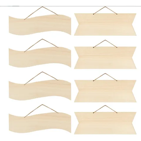 Targa Pendente in Legno Grezzo DIY Segnale Decorativo in Legno Con Corda di Juta per Pittura Fai-da-te Decorazione Casa Matrimonio Festa