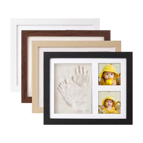 Kit de Cadre DIY Empreinte de Main et Pied Bébé Ensemble de Cadre Commémoratif Empreinte de Patte d'animal Avec Argile et Pinceau Cadeau de Naissance Décoration
