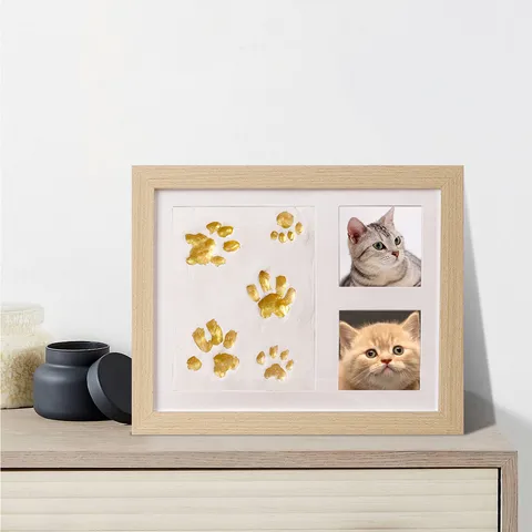 Kit de Cadre DIY Empreinte de Main et Pied Bébé Ensemble de Cadre Commémoratif Empreinte de Patte d'animal Avec Argile et Pinceau Cadeau de Naissance Décoration