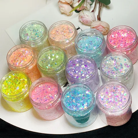 Polvo Purpurina Láser Holográfico Lentejuelas de Resina para Manualidades DIY Hechas a Mano Decoración Uñas Material Relleno Joyas