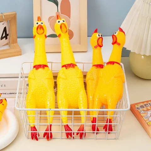 Screaming Chicken Novelty Prank Toy Rubber Squeeze Sound Stress Relief Gag Toy Yellow Plastic Material For Kids Adults Party Fun
