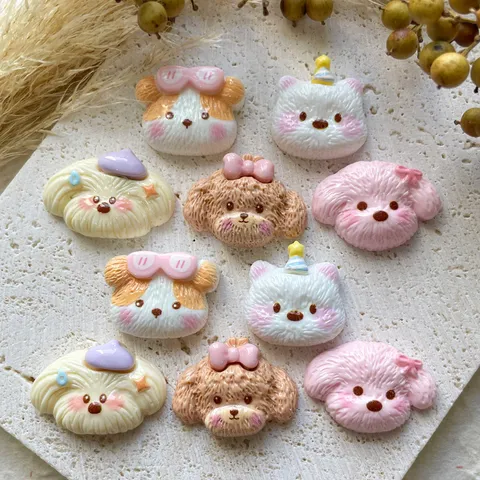 Cute Cartoon Dog Head Resin Charms For DIY Phone Case Shoe Charms Hair Decor Mixed Puppy Styles Jewelry Findings Accessories