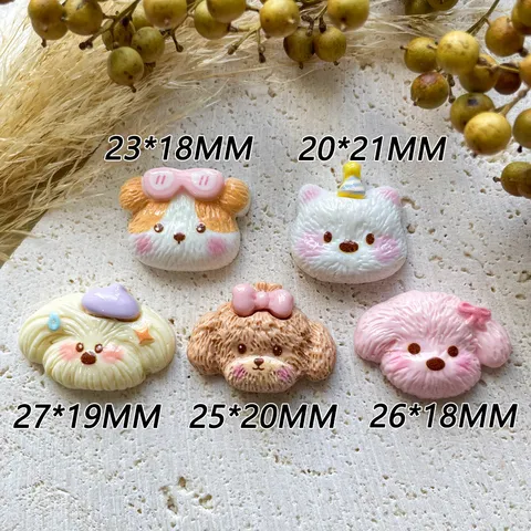 Cute Cartoon Dog Head Resin Charms For DIY Phone Case Shoe Charms Hair Decor Mixed Puppy Styles Jewelry Findings Accessories