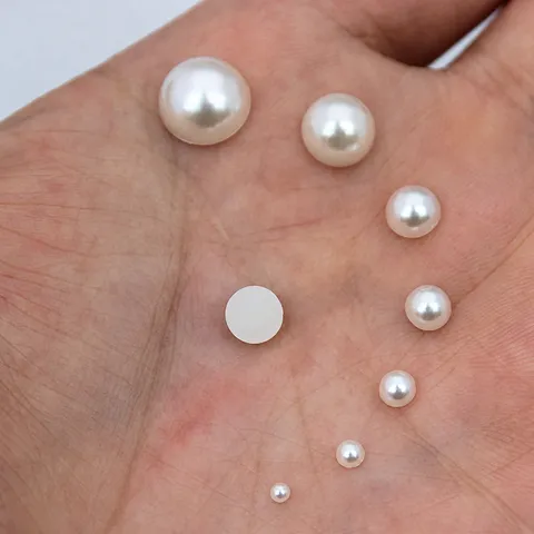 Perle Artificiali ABS in Dimensioni Miste Retro Piatto Senza Foro Perline Rotonde per Accessori di Bellezza Fai da Te Bijoux Beige Bianco