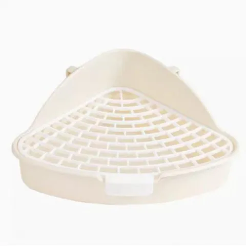 Lettiera Triangolare per Conigli Toilette Angolare per Porcellini d'India Cincillà Vassoio in Plastica con Rete Fissa Trainer Angolare