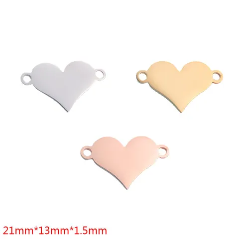 Minimalist Stainless Steel Heart Shape Pendant Engravable Blank Jewelry Tag For DIY Necklace Bracelet Making Jewelry Connector
