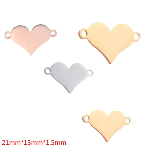 Minimalist Stainless Steel Heart Shape Pendant Engravable Blank Jewelry Tag For DIY Necklace Bracelet Making Jewelry Connector