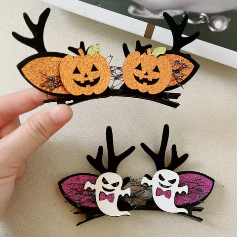 Κλιπ Μαλλιών Halloween Κολοκύθα Νυχτερίδα Φάντασμα Στέκες με Κέρατα Ταράνδου Χρυσόσκονη Αξεσουάρ Μαλλιών για Γυναίκες Άνδρες Παιδιά