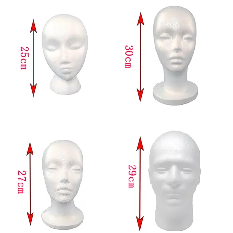 Weiße Polystyrol-Schaumstoff Schaufensterpuppenkopf Damen Herren Modell Für Perücken Hüte Schals Sonnenbrillen Display-Ständer Schmuck-Requisiten