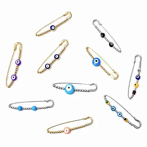Turkse Boze Oog Broche Speld Voor Dames Heren Nazar Blauw Oog Veiligheidsspeld Broche IJzer Zinklegering Kristal Kraagspeld Tailleclip