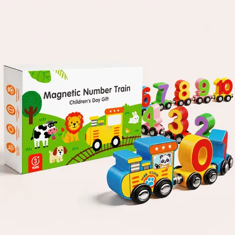 Magnetischer Holznummernzug Vorschulerziehung Zählspielzeug Mathematik Logik Training Baustein Für Kleinkinder Jungen Mädchen Geburtstagsgeschenk