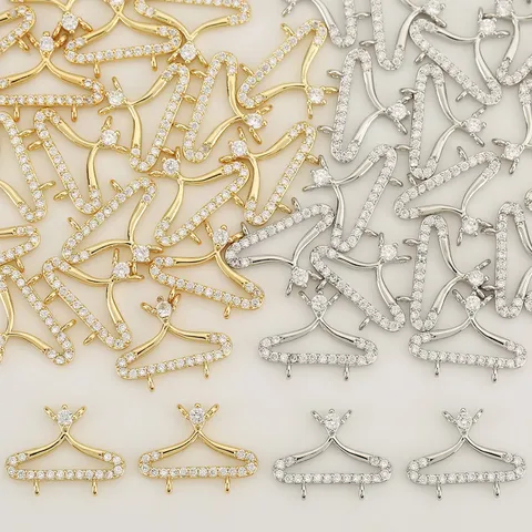 Copper Zirconia Hanger Charms Micro Pave Pendant Connectors For DIY Necklace Bracelet Jewelry Making Accessories