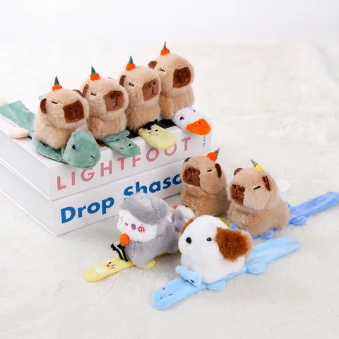 Cute Capybara Plush Slap Bracelet Soft Animal Wristband For Kids Gift Cartoon Capybara Toy Bracelet Party Favors Accessories