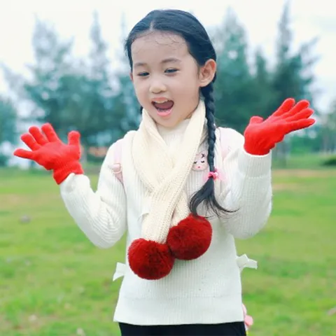 Guanti Caldi in Maglia per Bambini Tinta Unita Acrilico Invernale Protezione dal Freddo per Scrivere per Ragazzi e Ragazze