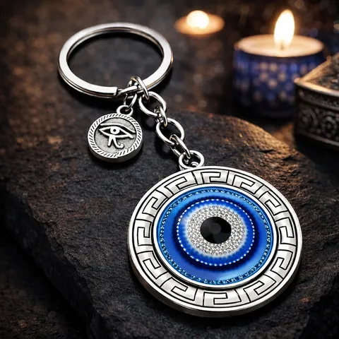 Vintage Legering Boze Oog Ganesha Sleutelhanger Geluksamulet Hamsa Hand Bescherming Accessoire Voor Auto Tas Sieraden