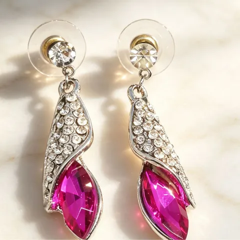 Pendientes Colgantes de Aleación con Diamantes de Imitación para Mujer Lujosos Pendientes de Gota de Agua de Piedra Preciosa Artificial Corte Marquise para Joyería de Boda con Vestido de Noche