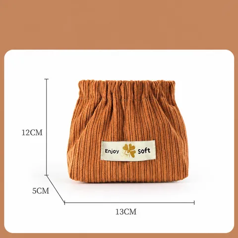 Borsa Portatile in Velluto a Coste Con Chiusura a Molla Piccola Borsa per Cosmetici Mini Organizer per Trucco Custodia per Rossetto Chiavi Monete Accessori da Viaggio Donna