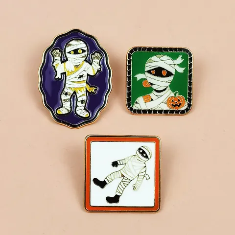 Halloween Cartoon Mummie Emaille Pin Zinklegering Brosche Persoonlijkheid Pompoen Reversspelden Leuke Kleding Rugzak Metalen Badge Accessoires