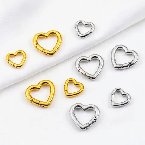 Edelstahl Herzform Federverschluss Spiegelpoliert Verbindungsschließe Schmuck Endverschluss DIY Zubehör Für Halskette Armband Schmuckherstellung Erkenntnisse Verbinder