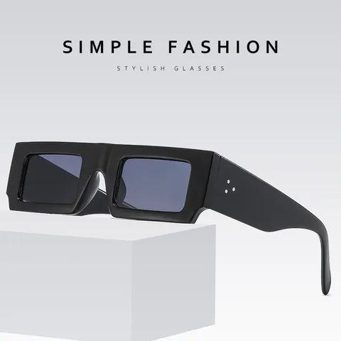 Vintage Rechteck Sonnenbrille Für Herren Damen Mode Quadratischer Rahmen Retro Hip Hop Brillen UV400 Schutz Trendy Sonnenbrille Streetwear Accessoires