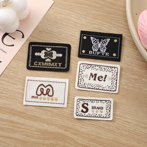 Korean Style Cartoon Butterfly Letter Embroidered Woven Label Patch Decorative Fabric Tag For Clothing Hat Bag Backpack DIY Sewing Accessory
