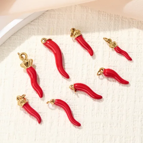 Edelstahl Rote Chili Anhänger Für DIY Schmuckherstellung Vergoldet Emaille Pfeffer Charm Für Halsketten Armbänder Ohrringe Damen Zubehör