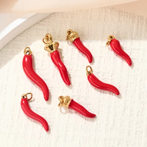 Edelstahl Rote Chili Anhänger Für DIY Schmuckherstellung Vergoldet Emaille Pfeffer Charm Für Halsketten Armbänder Ohrringe Damen Zubehör