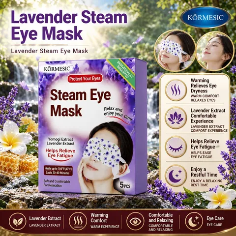 KORMESIC Lavender Steam Eye Mask Self-Heating Warm Eye Mask For Relaxing Sleep Relieve Eye Fatigue Stress Dry Eyes