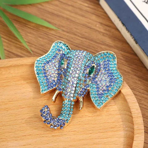 Broche Éléphant en Alliage Brillant avec Strass pour Femmes Mode Style Animal Épingle de Cristal pour Manteau Accessoires